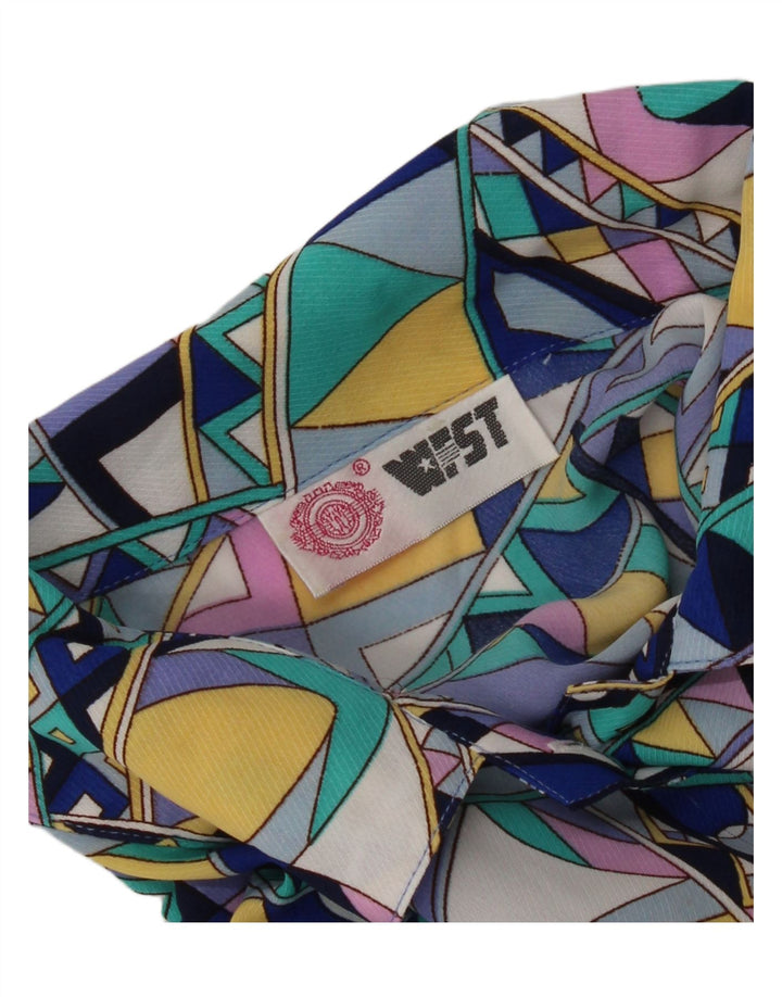 Cămașă vintage cu mânecă scurtă pentru femei UK 16 mare, multicoloră, geometrică