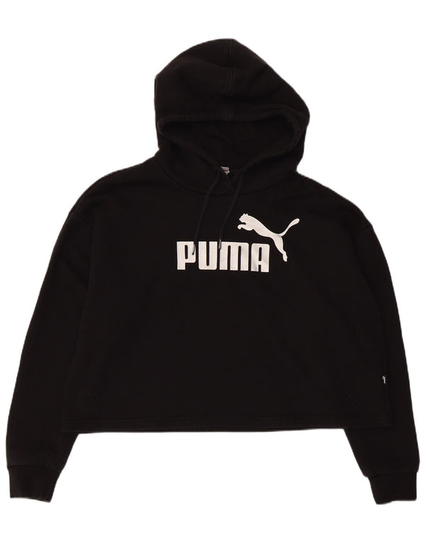 Jumper Puma Crop Graphic Oversized Hoodie pentru femei UK 14 Bumbac mediu negru