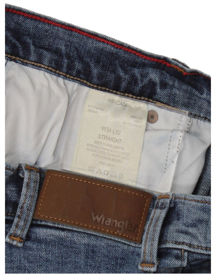 Blugi drepti pentru bărbați Wrangler W34 L32 Bumbac albastru