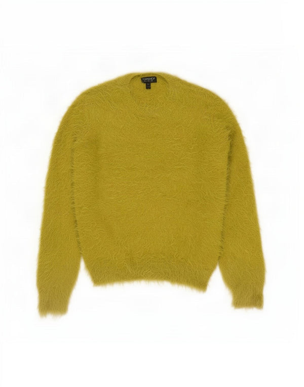 Pulover Topshop pentru femei cu decolteu triplu UK 6 XS Nailon galben