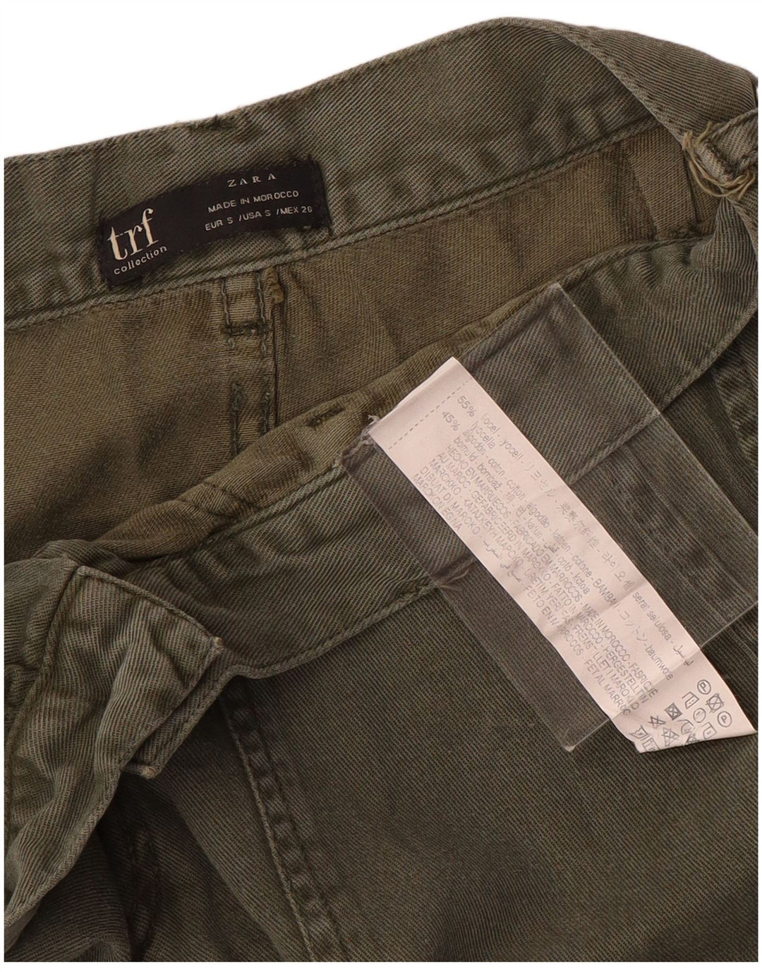 Pantaloni cargo drepti pentru femei Zara Mici L26 L27 Kaki