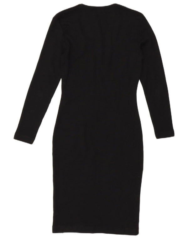 BENETTON Womens Long Sleeve Bodycon Dress UK 8 Small Black