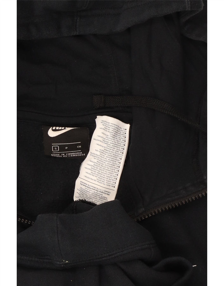 NIKE Mens Zip Hoodie Sweater Small Black Cotton