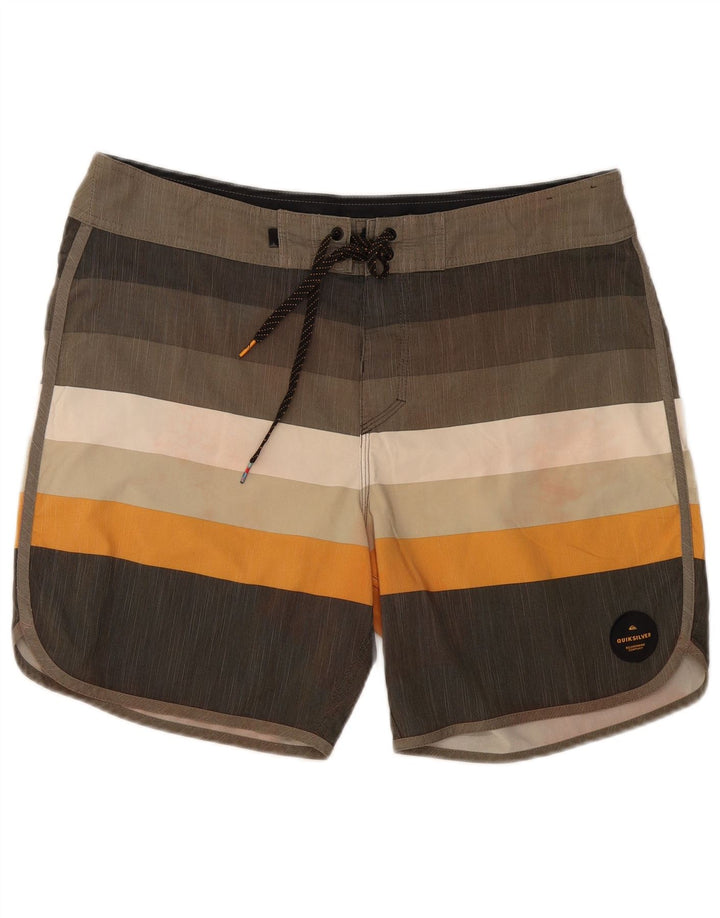Pantaloni scurți de înot Quiksilver pentru bărbați, poliester cu dungi mari, gri