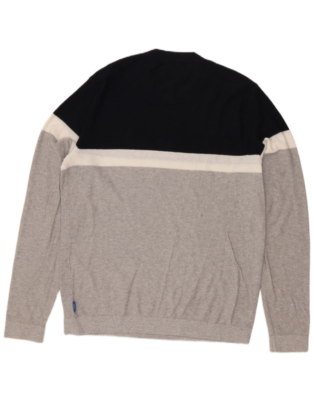 Pulover Jack & Jones pentru bărbați cu gât roșu, bumbac color bloc, gri mediu