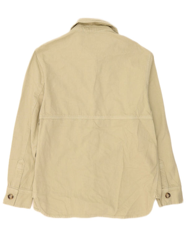 Zara Womens Oversized Denim Shirt UK 10 Small Beige Cotton