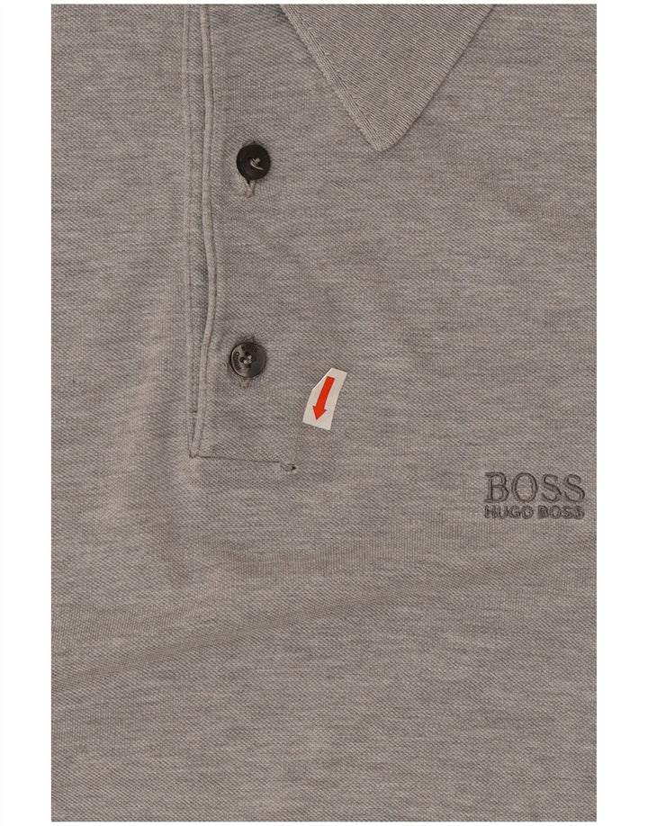 Cămașă polo Hugo Boss pentru bărbați, bumbac cu pete gri mediu