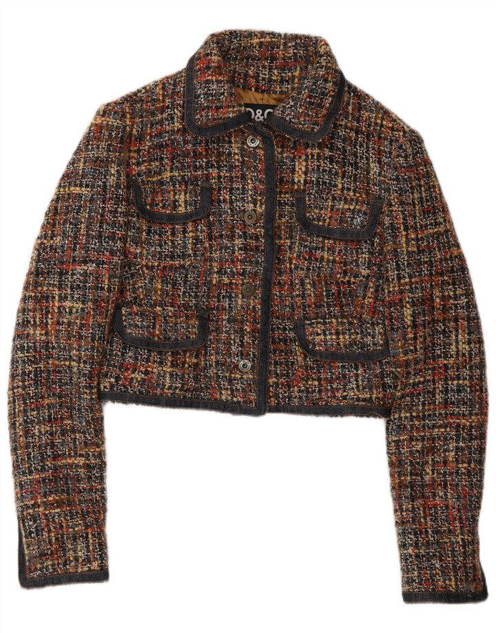 DOLCE & GABBANA Jachetă Blazer pentru femei UK 12 Medium Multicolore cu pete