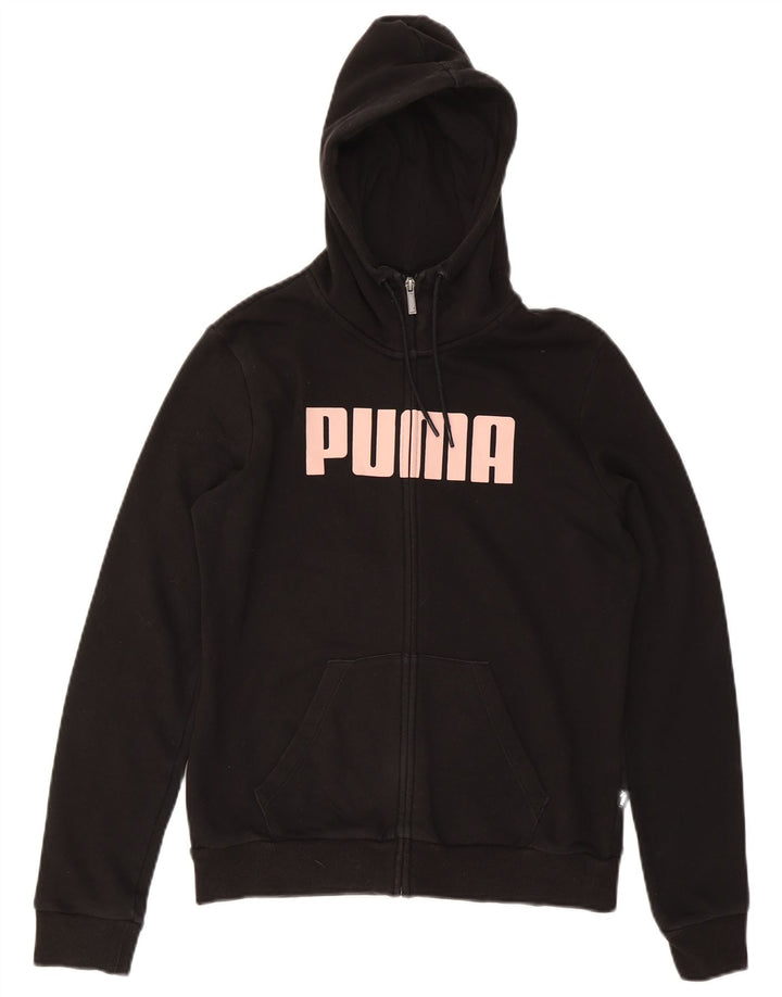 Pulover Puma Graphic Zip pentru femei UK 14 Medium Negru