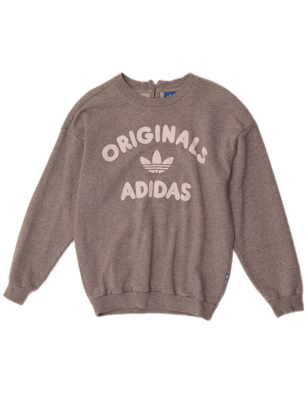 Pulover supradimensionat pentru femei Adidas, cu grafic, UK 6 XS, bumbac gri