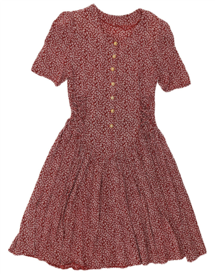 Rochie Empire pentru femei VINTAGE UK 14 mare Burgundy Floral