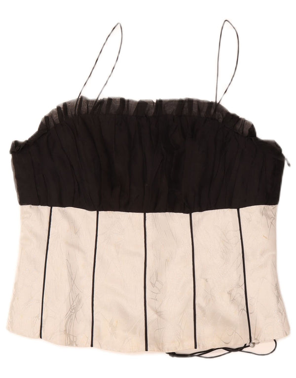 Top corset vintage pentru femei IT 48 XL Poliester negru color bloc