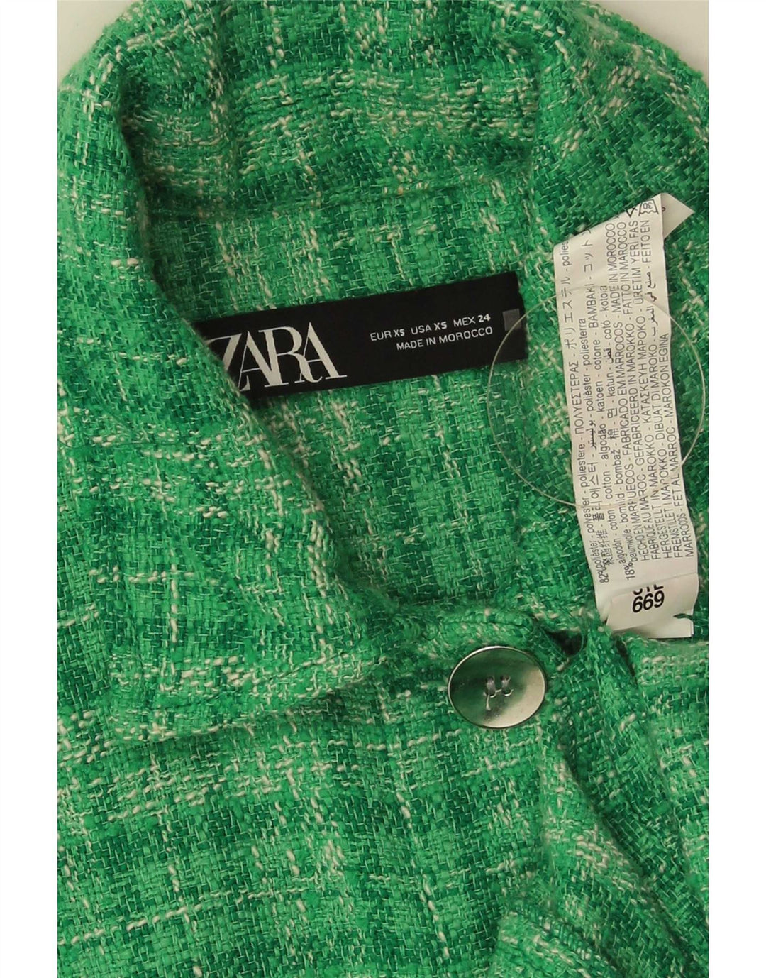 Jachetă bomber supradimensionată pentru femei Zara UK 6 XS Poliester cu check verde