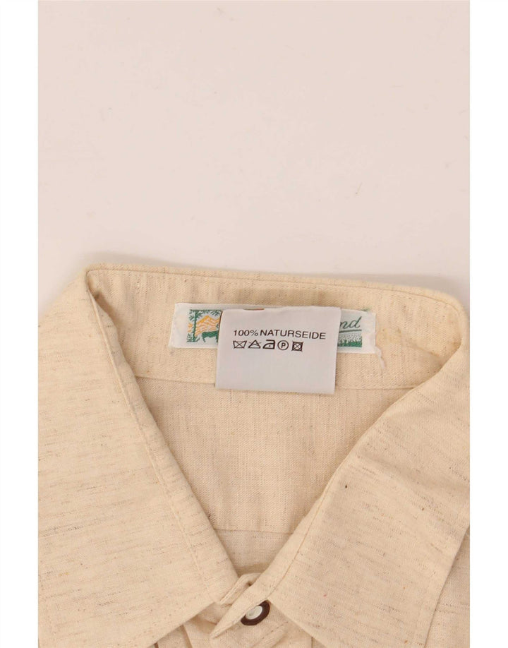 Cămașă Vintage Bărbați Mărimea 40 Mătase Bej Mediu