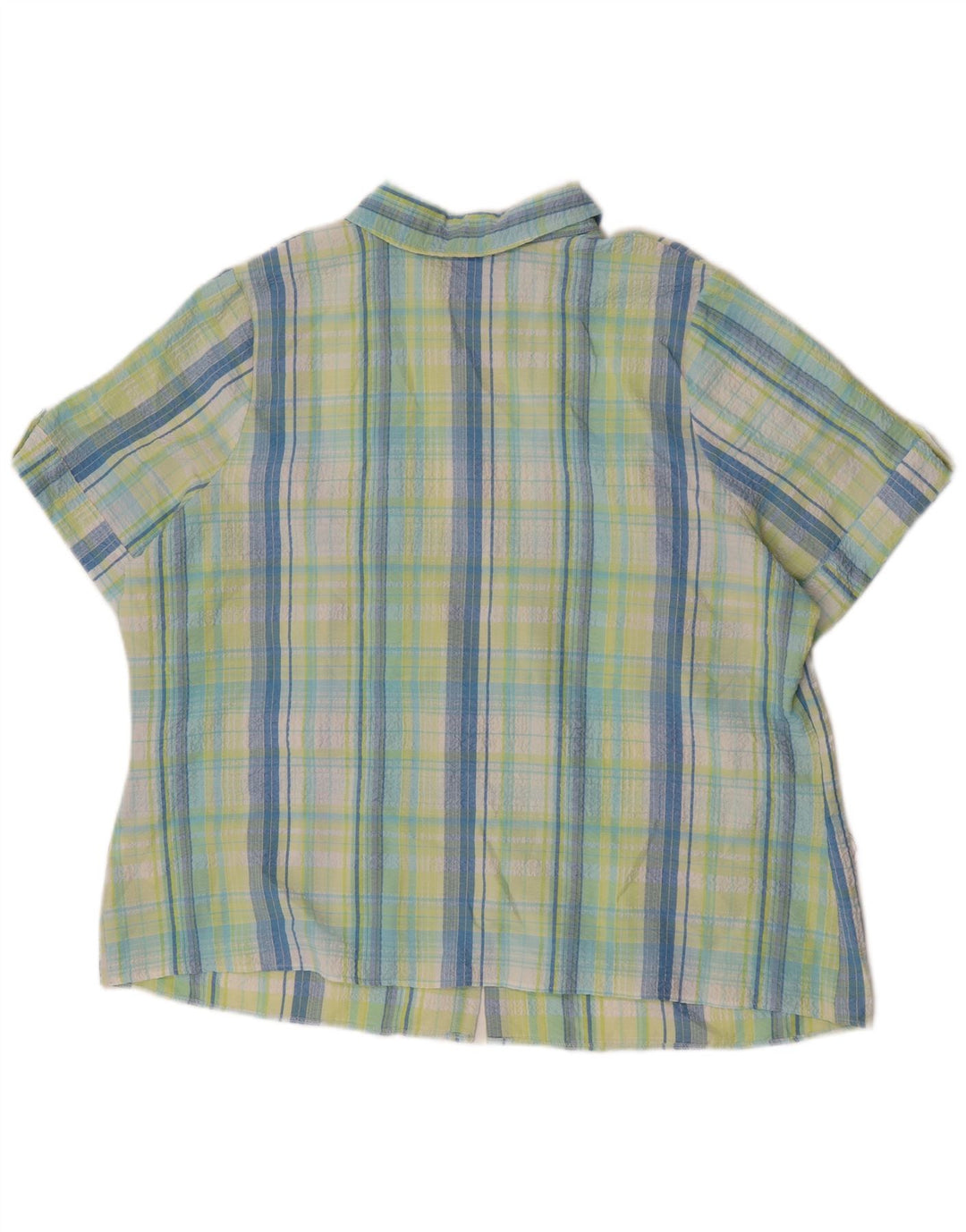 Cămașă cu mânecă scurtă pentru femei Marks & Spencer UK 22 3XL Poliester cu carouri verde