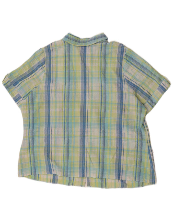 Cămașă cu mânecă scurtă pentru femei Marks & Spencer UK 22 3XL Poliester cu carouri verde