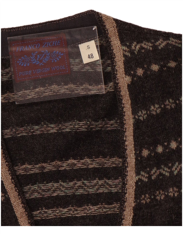 Pulover cardigan pentru bărbați Franco Ziche, lână cu dungi mici, gri