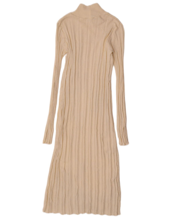 Rochie bodycon cu mânecă lungă din tricot pentru femei Zara UK 12 Medium Off White