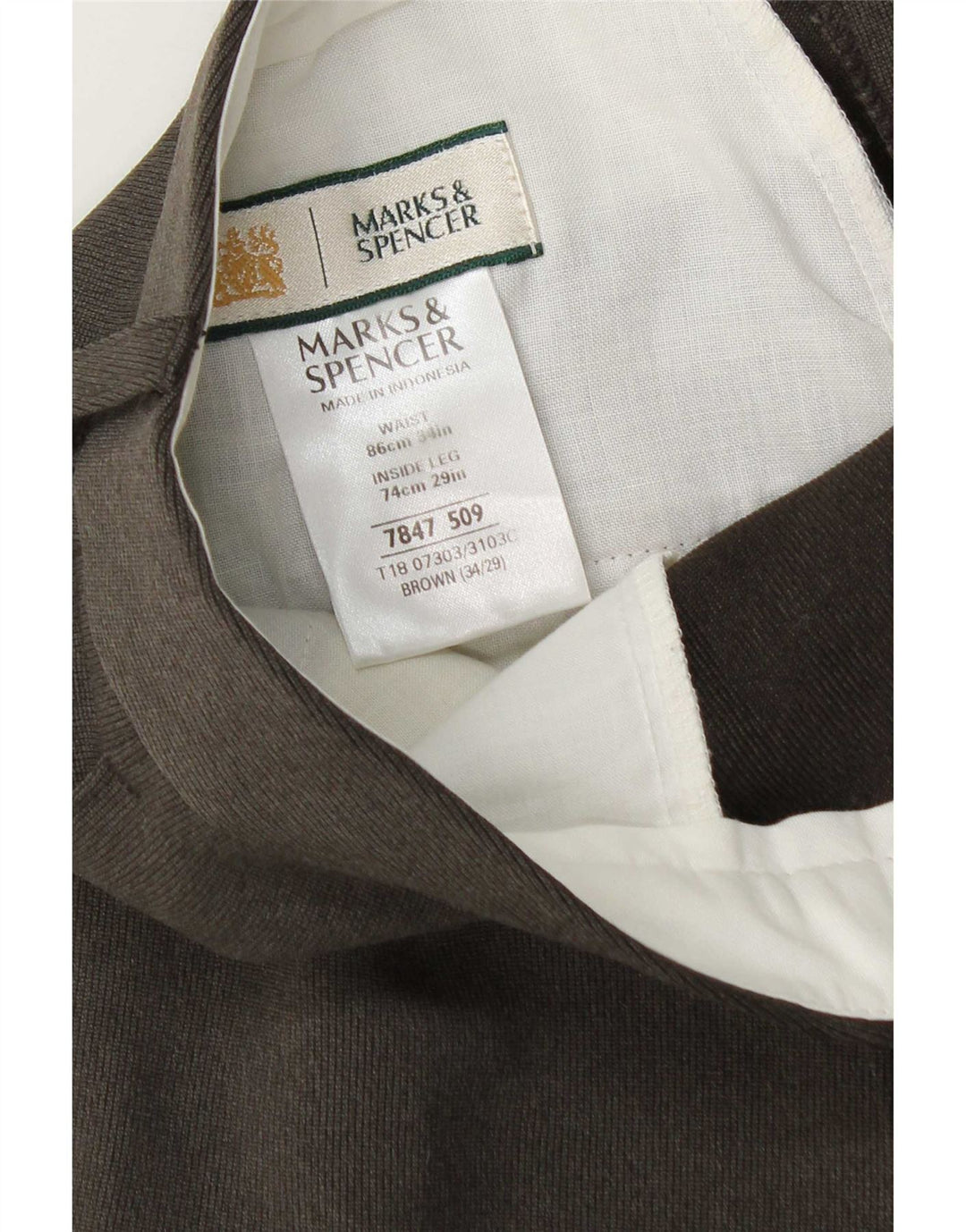 Pantaloni de costum conici pentru bărbați Marks & Spencer L34 L29 Poliester maro
