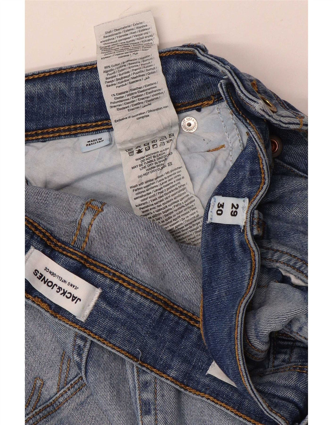 Blugi slim pentru bărbați Jack & Jones Distressed W29 L30 Bumbac albastru