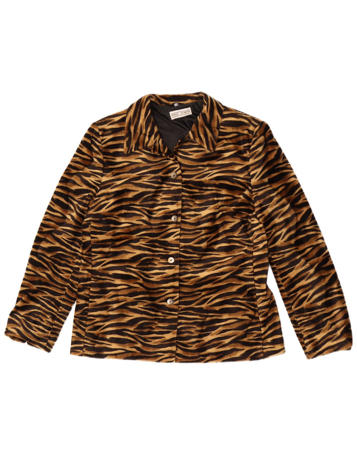My Own Womens Blazer Jacket cu 4 nasturi EU 42 Maro Maro Animal Print