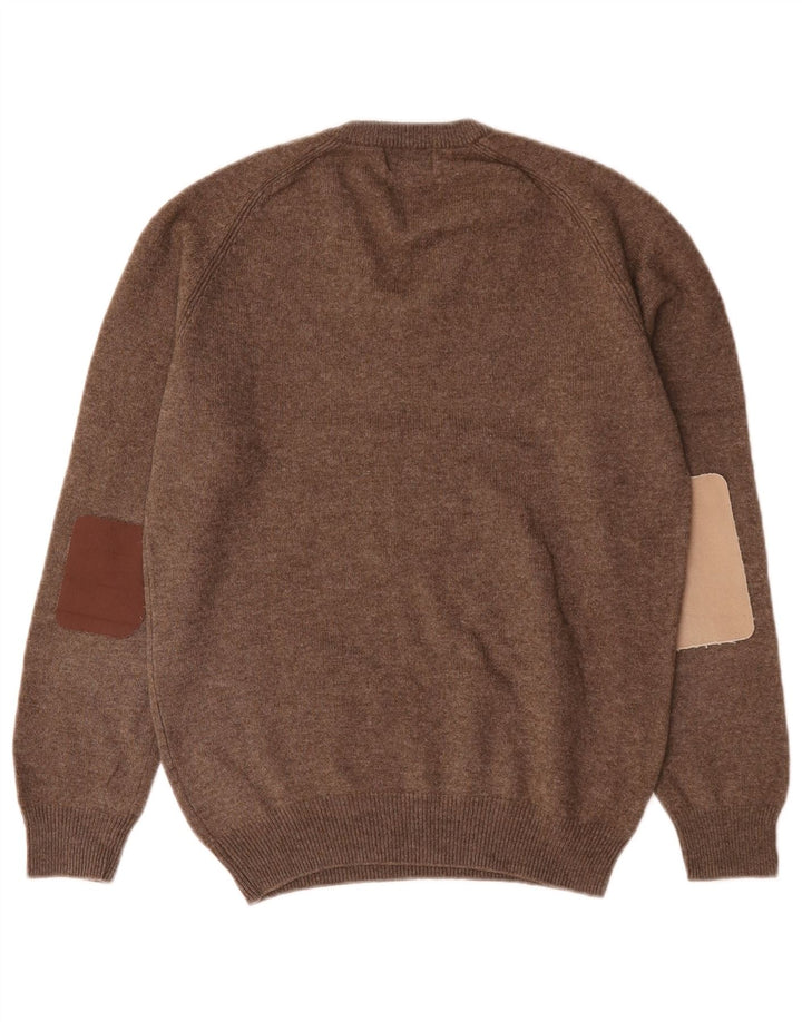 Pulover pentru bărbați Marks & Spencer, cu decolteu în V, din lână de miel maro mică