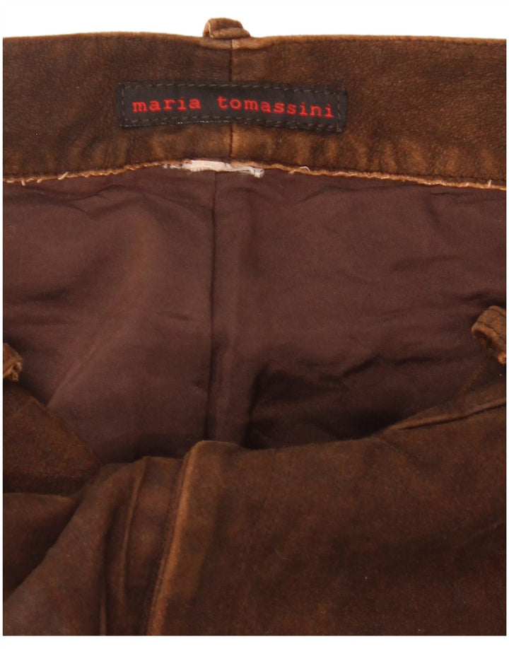 Pantaloni drepți din piele vintage pentru femei W30 L35 maro