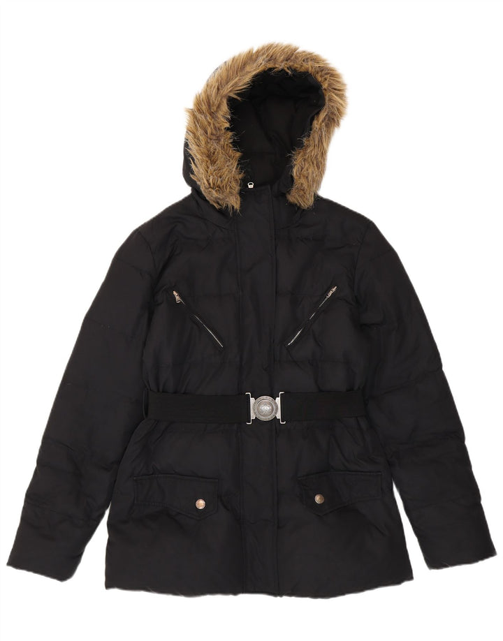 Jachetă căptușită cu glugă pentru femei Ralph Lauren UK 10 Poliester negru mic