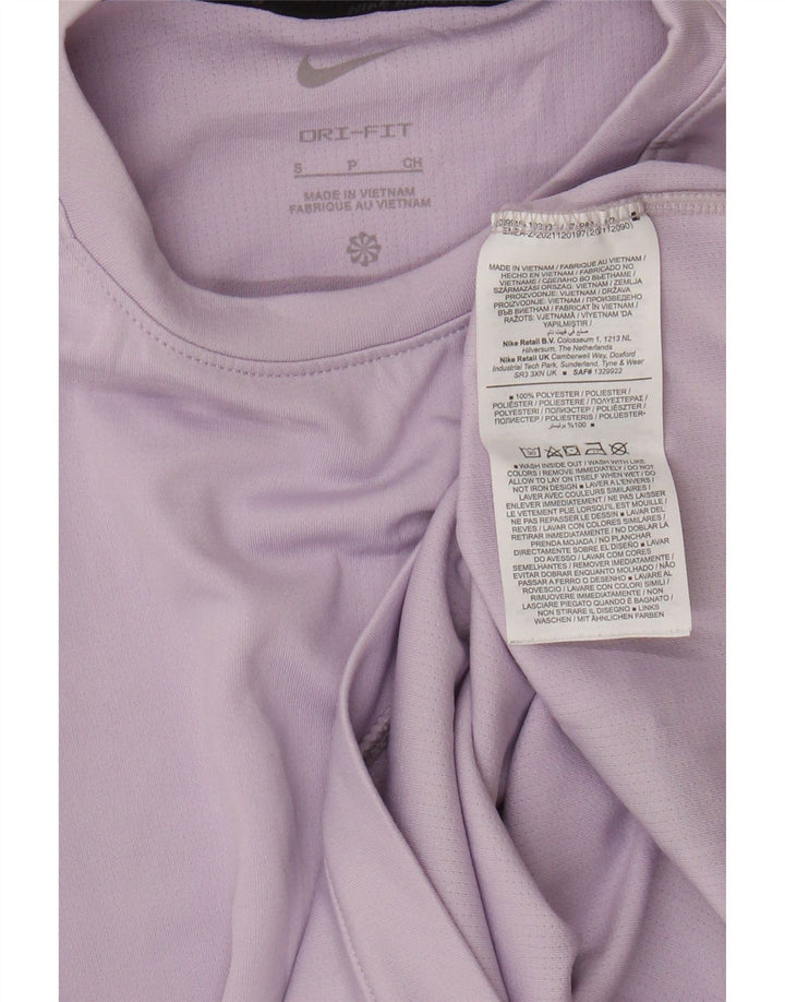 Top grafic Nike Dri Fit pentru femei cu mânecă lungă UK 10 Poliester liliac mic