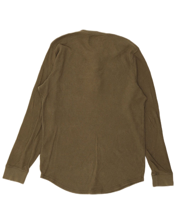 ABERCROMBIE & FITCH Mens Top Long Sleeve Large Khaki Cotton