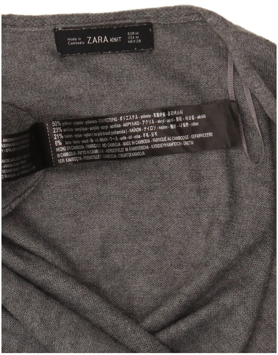 Pulover cardigan deschis pentru femei Zara UK 14 Medium Gri Poliester