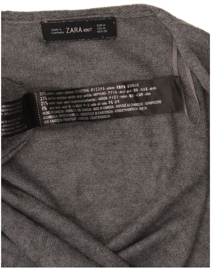 Pulover cardigan deschis pentru femei Zara UK 14 Medium Gri Poliester