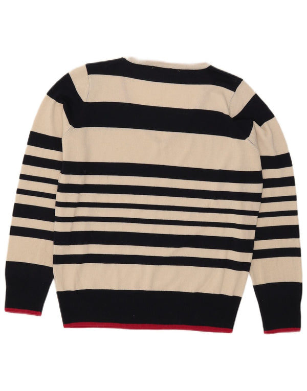 Pulover cu decolteu în V pentru femei Marks & Spencer UK 12 Medium în dungi alb deschis