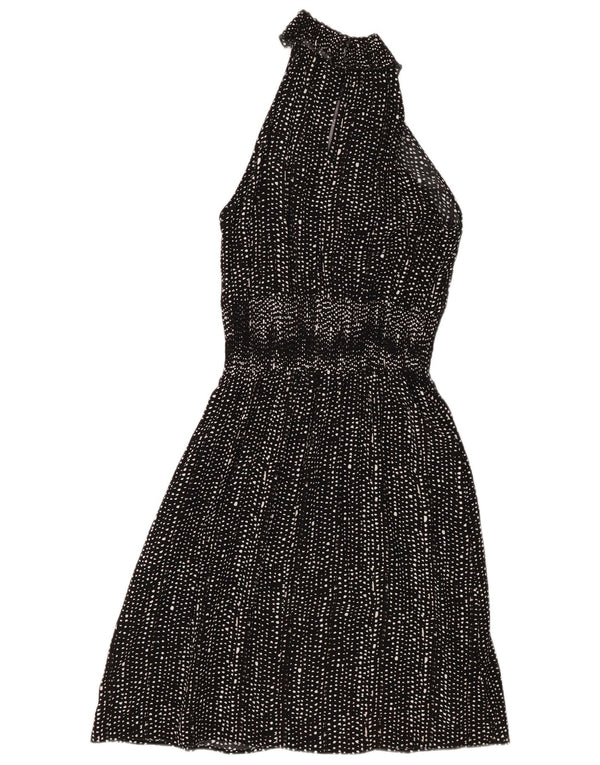 Rochie Halter pentru femei Marks & Spencer UK 10 Small Black Spotted Viscose