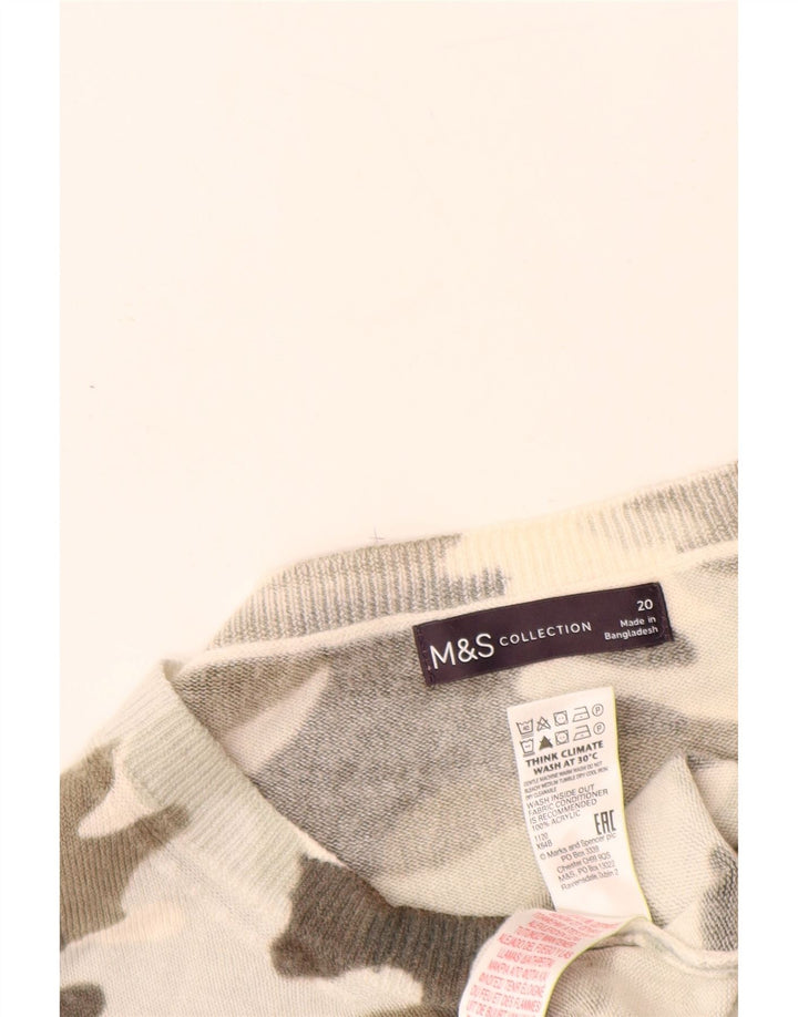 MARKS & SPENCER Pulover pentru damă cu gât de barcă UK 20 2XL Bej Camuflaj