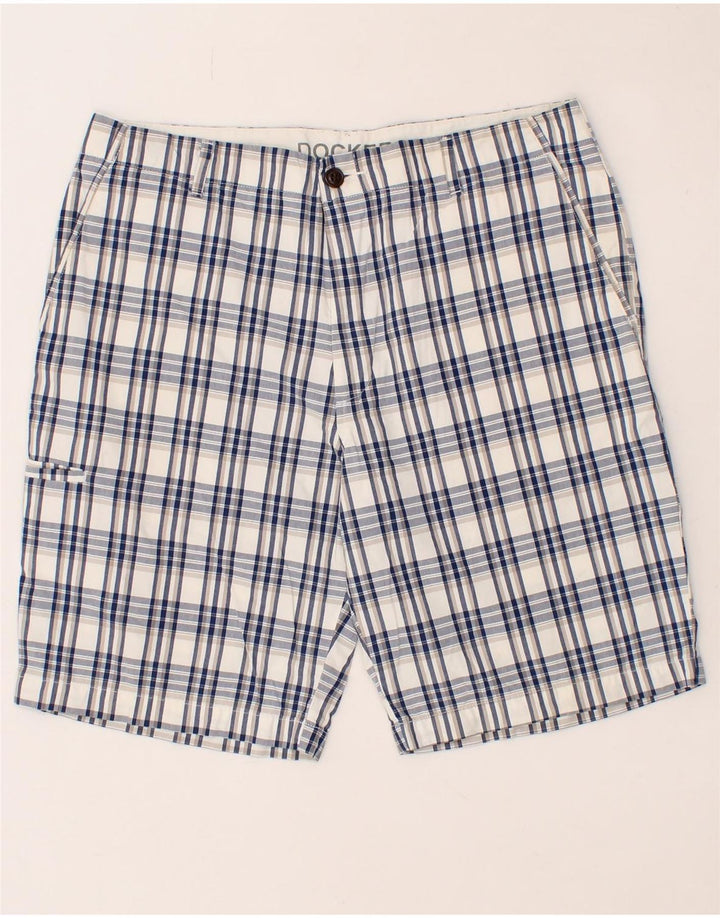 DOCKERS Womens Chino Shorts W34 Large  Blue Check Cotton Vintage Dockers and Second-Hand Dockers from Messina Hembry 