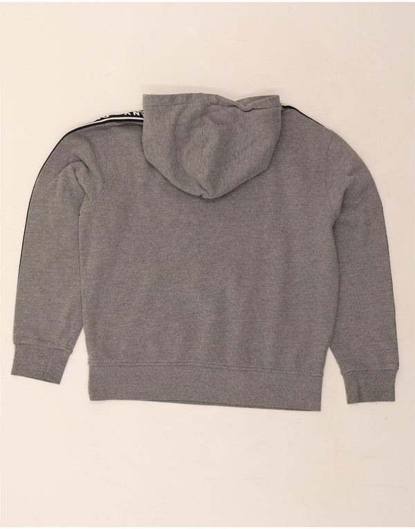 Dkny Pulover cu glugă cu grafic pentru femei UK 14, bumbac color bloc, gri mediu