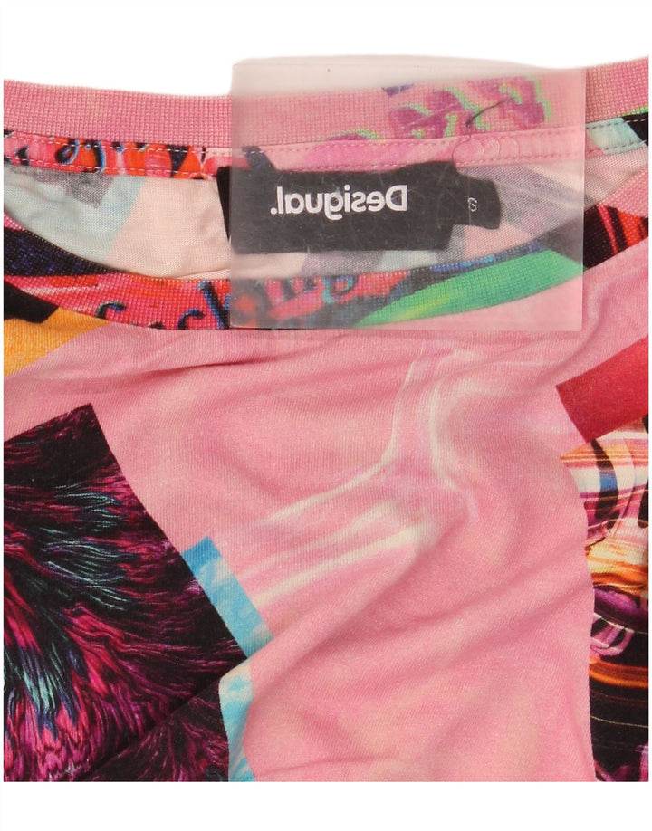 Tricou grafic supradimensionat pentru femei Desigual Top UK 10 Small Pink