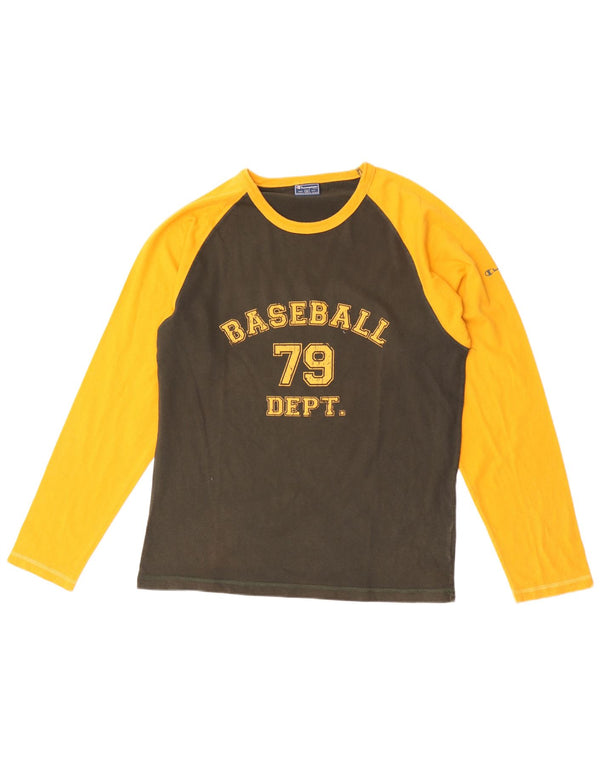 Champion Mens Graphic Top Long Sleeve XL Khaki Colourblock