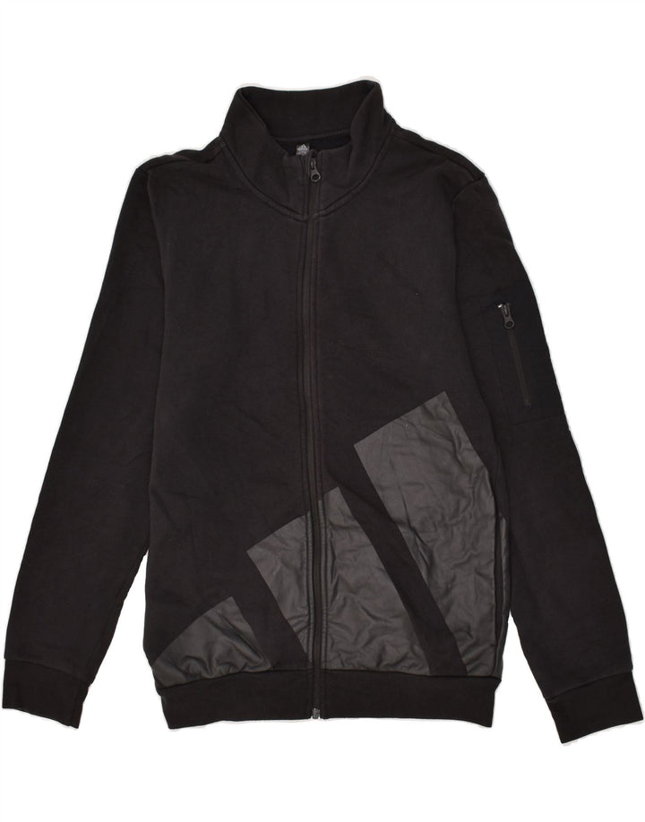 ADIDAS Mens Graphic Tracksuit Top Jacket Small Black Cotton | Vintage Adidas | Thrift | Second-Hand Adidas | Used Clothing | Messina Hembry 