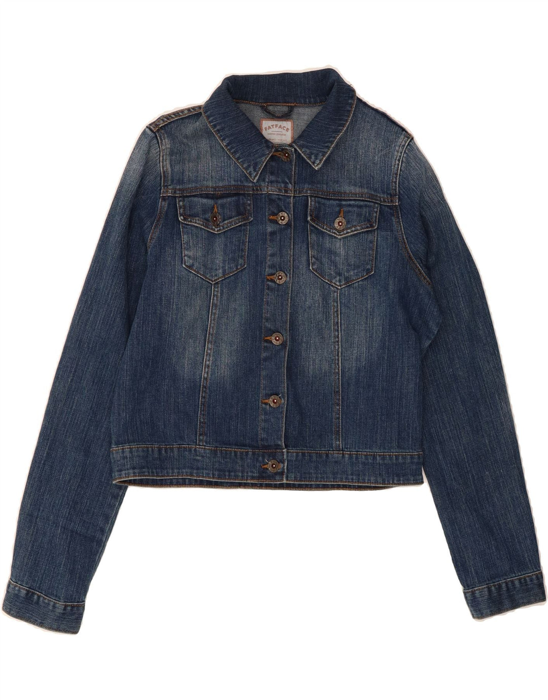 FAT FACE Womens Crop Denim Jacket UK 14 Medium Blue Cotton Vintage Fat Face and Second-Hand Fat Face from Messina Hembry 