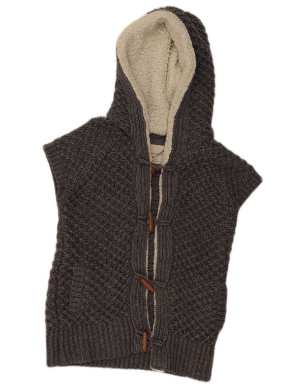 Pulover cardigan cu glugă cu mânecă scurtă pentru femei Zara UK 16 mare, gri acrilic