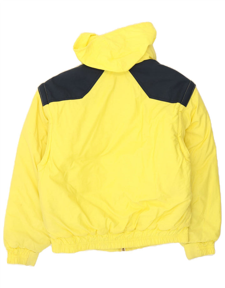 MC ROSS Womens Hooded Padded Jacket IT 42 Medium Yellow Colourblock Vintage MC Ross and Second-Hand MC Ross from Messina Hembry 