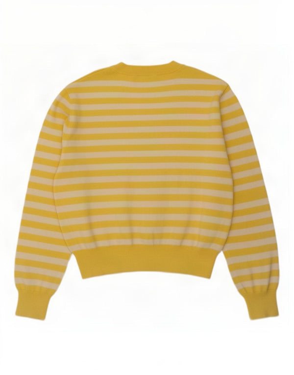 Pulover cardigan pentru femei Zara UK 14 Viscoză cu dungi galbene medii