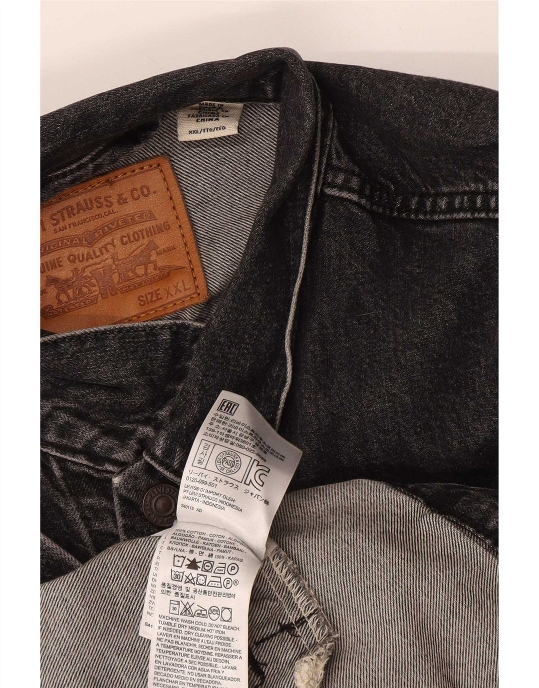 Jachetă de blugi pentru bărbați Levi's UK 44 2XL, bumbac negru