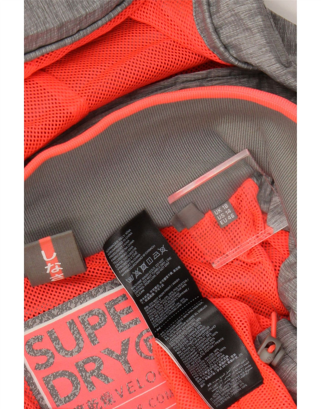 Jachetă de ploaie cu glugă Superdry pentru femei UK 18 XL nailon gri