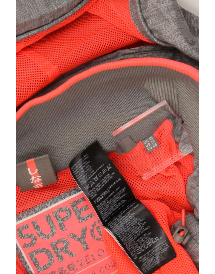 Jachetă de ploaie cu glugă Superdry pentru femei UK 18 XL nailon gri