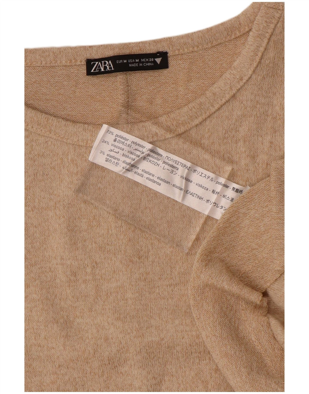 Rochie pulover cu mânecă lungă pentru femei Zara UK 14 Medium Bej Poliester