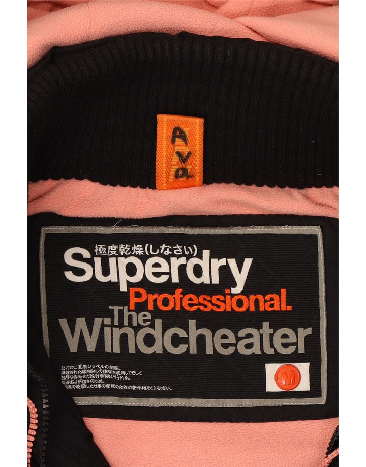 SUPERDRY Womens Hooded Windbreaker Jacket UK 14 Medium Black Nylon Vintage Superdry and Second-Hand Superdry from Messina Hembry 