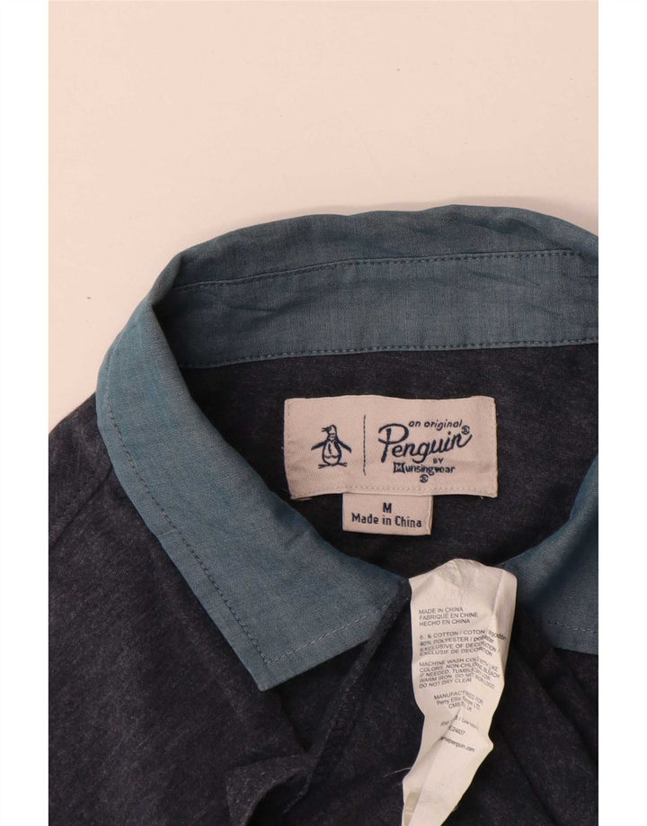 Cămașă polo pentru bărbați Penguin, bumbac color bloc mediu, albastru bleumarin